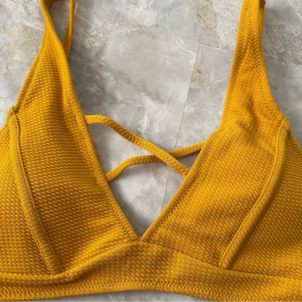 Cupshe Mustard Yellow Bikini Swim Top - Picture 3 of 7
